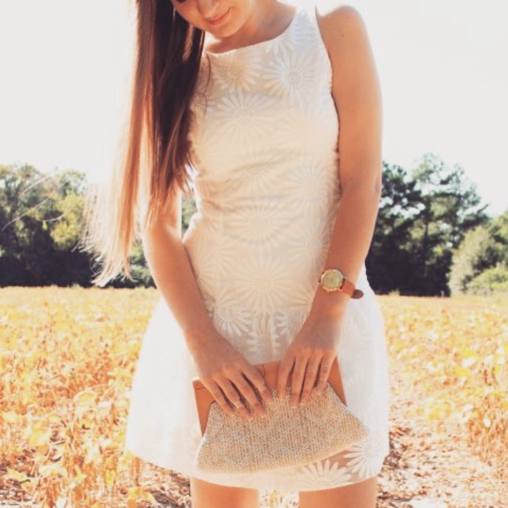 White floral embroidered dress